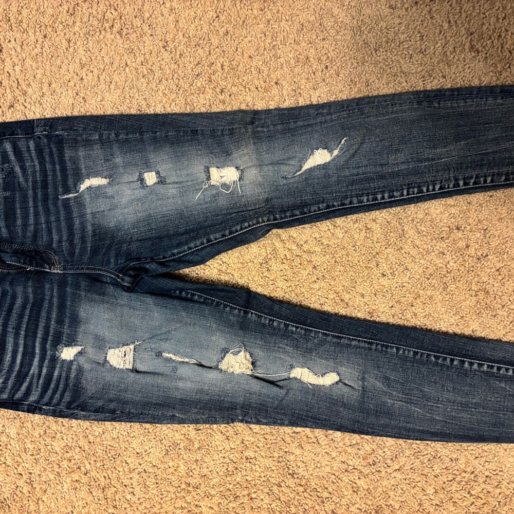 Distressed Blue Jeans